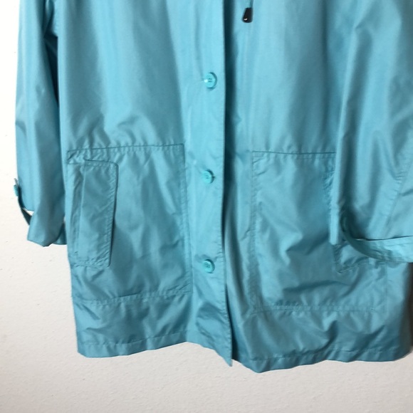 The TOG Shop turquoise Rain Coat Wind Breaker Jacket Hooded armpit to armpit 26” - Picture 2 of 7